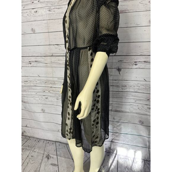 Schumacher polka dot long sleeved sheer sexy zippered dress size XS - Picture 9 of 12